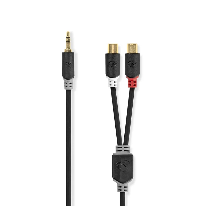 Stereo-Audiokabel 3,5 mm Male - 2x RCA Female - Verguld