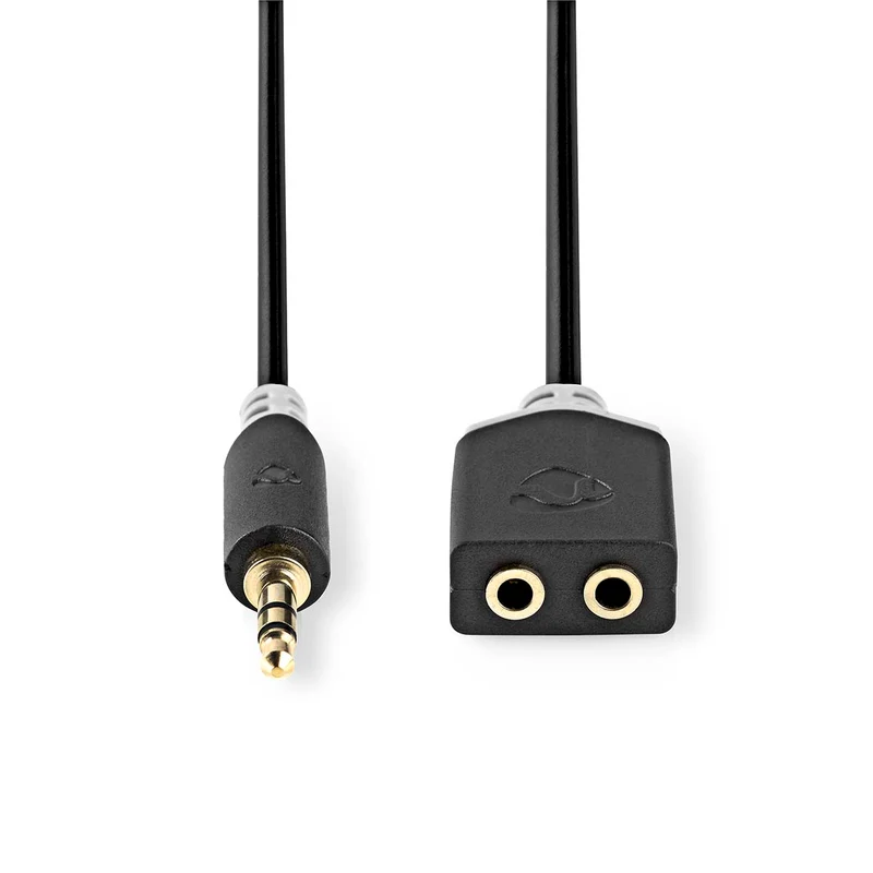 Stereo-Audiokabel 3,5 mm Male - 2x 3,5 mm Female - Verguld