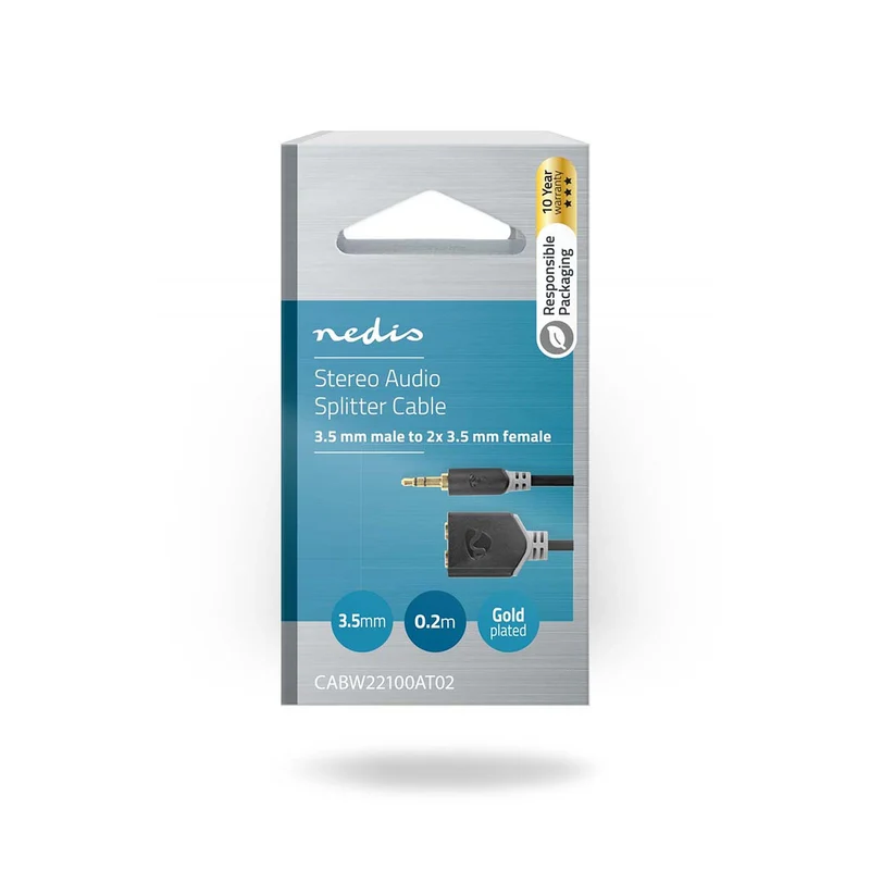 Stereo-Audiokabel 3,5 mm Male - 2x 3,5 mm Female - Verguld