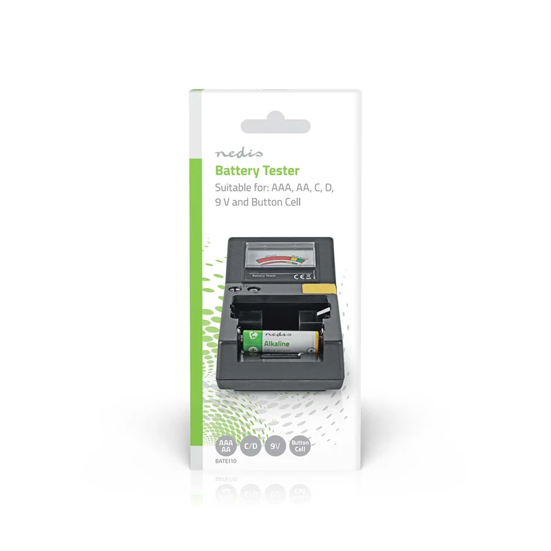 Batterijtester 9V - AA - AAA - Button Cell - C - D - Zwart
