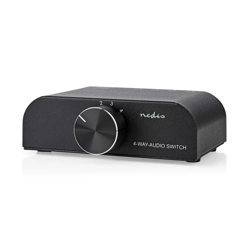 Analoge Audio-Switch 4-Poorts poort(en) - Ingangen audio / video / data: 1x 3.5 mm Audio Input / 3x (2x RCA Female) - Uitgangen audio / video / data: 1x (2x RCA Female)