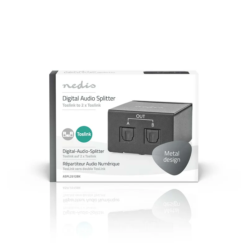 TosLink-Splitter 2-wegs - Ingangen audio / video / data: TosLink Female - Uitgangen audio / video / data: 2x TosLink
