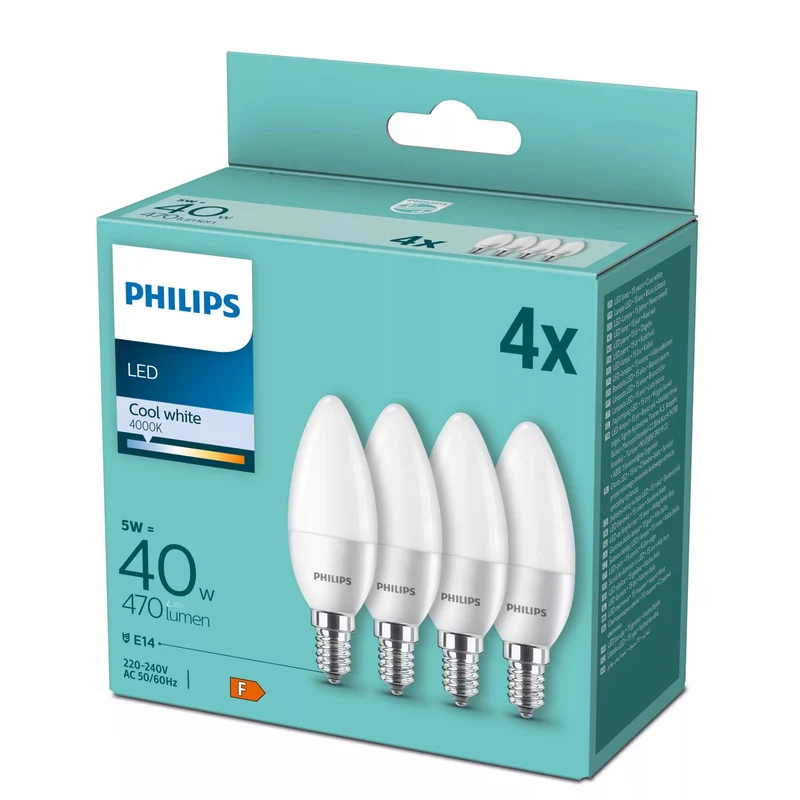 Philips Led Lamp E14 4-Pack Candle 40W 4000K