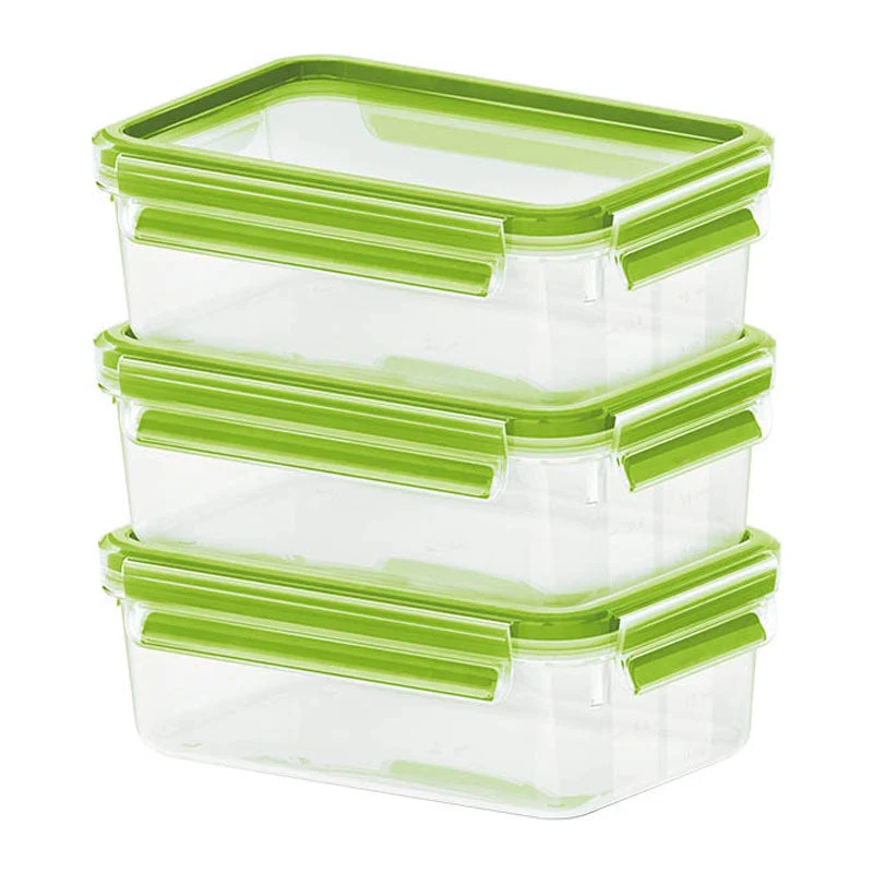 Emsa Food Clip&Close 515583 Transp./Green 0,55L 3P Set
